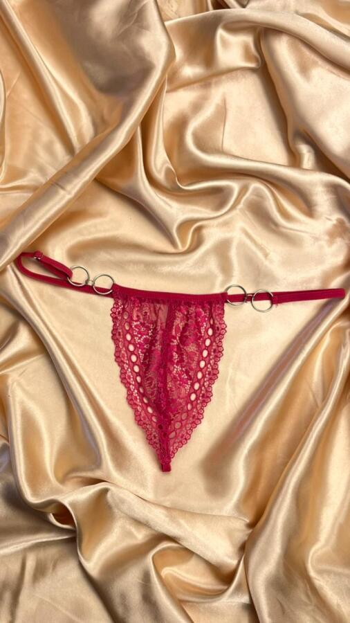 Halka Detaylı Dantel String Külot - 7