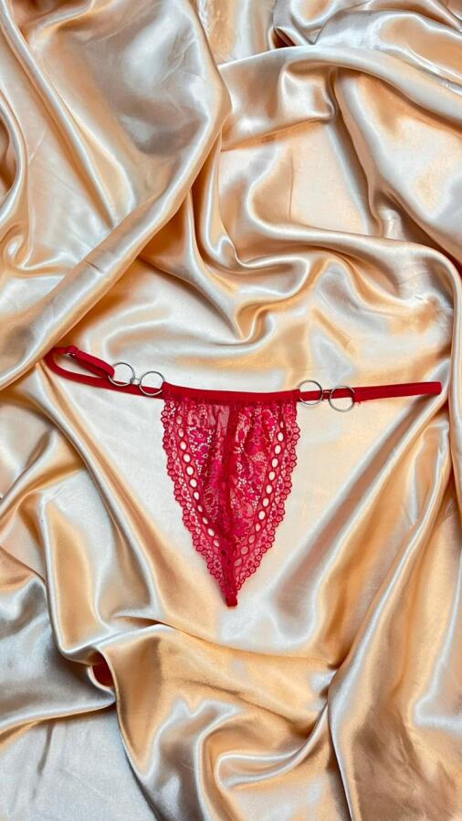 Halka Detaylı Dantel String Külot - 8