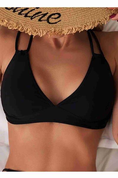 İki Ayarlanabilir Askılı Bikini Üstü (Çıkartılabilir Kaplı) Siyah
