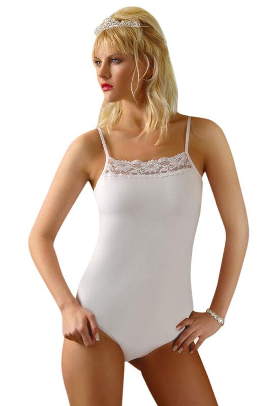 Thin Strap Collar Lace Detailed Body With Snap Fastener 4062 - 1