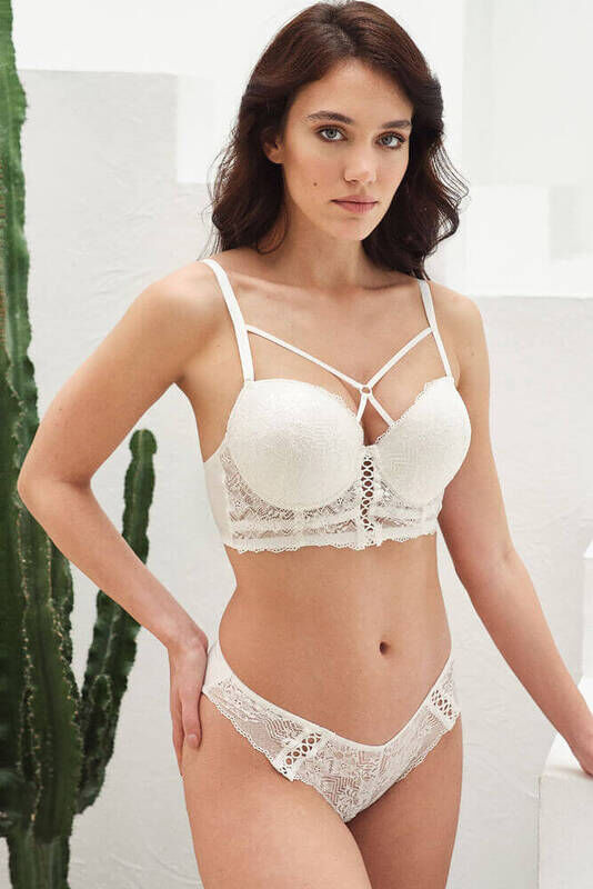 Balenli Destekli Dolgulu Dantelli Büstiyer Sütyen ve Slip Takım 4808 - Anıl
