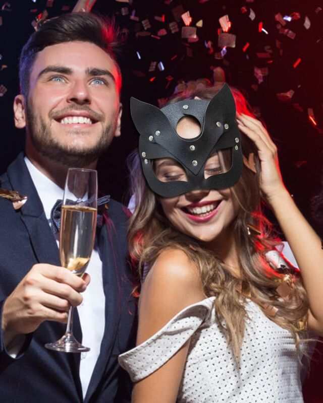 Kedi Kulaklı Metal Detaylı Fantazi Deri Göz Maskesi - 2