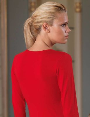 Red Long Sleeve Crew Neck Body MB192 - Thumbnail