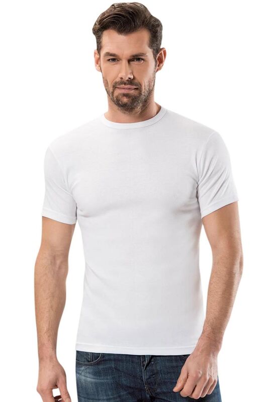 Short Sleeve Zero Collar Ribana Undershirt 1107-1 - Anıt