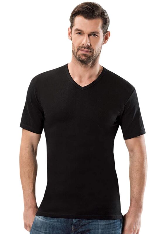 Short Sleeve V Neck Ribana T Shirt 1109-1 - Anıt