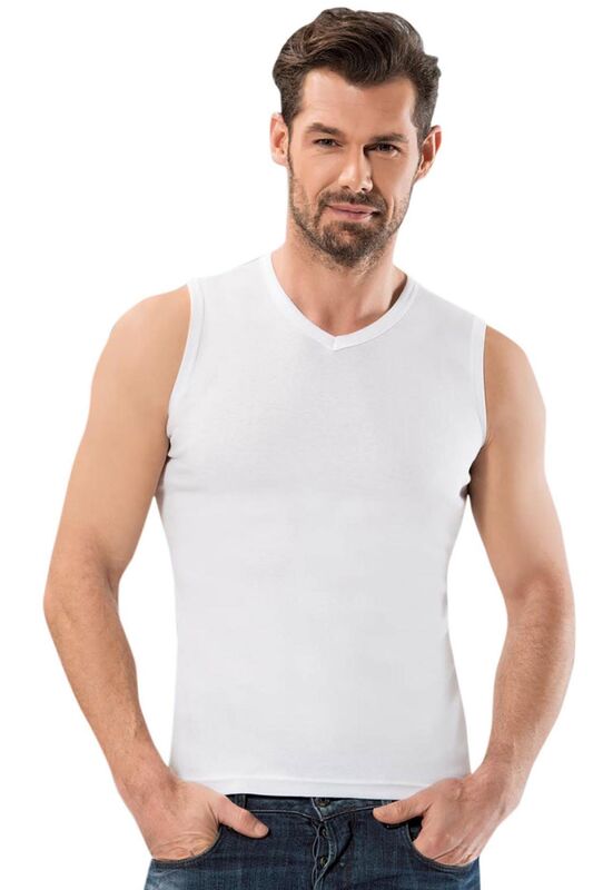 Sleeveless V Neck Ribana T Shirt 1110-1 - Anıt