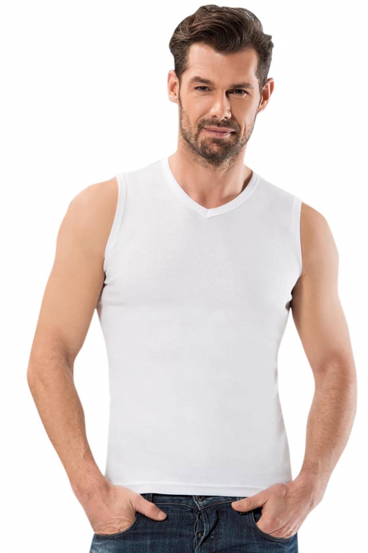 Sleeveless V Neck Ribana T Shirt 1110-1