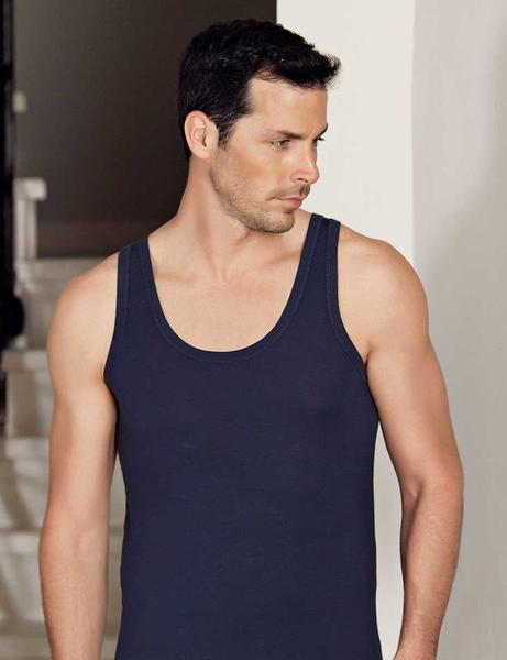 Navy Blue Thick Strapped U-Neck Modal Male Athlete ME115