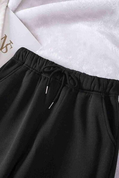 Lastik Paça Yüksek Bel İçi Şardonlu Özel Kumaş Eşofman Altı Jogger Siyah
