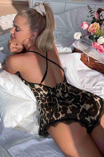 Leopar Tulum Gecelik Pijama Çok Renkli 