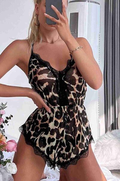 Leopar Tulum Gecelik Pijama Çok Renkli 