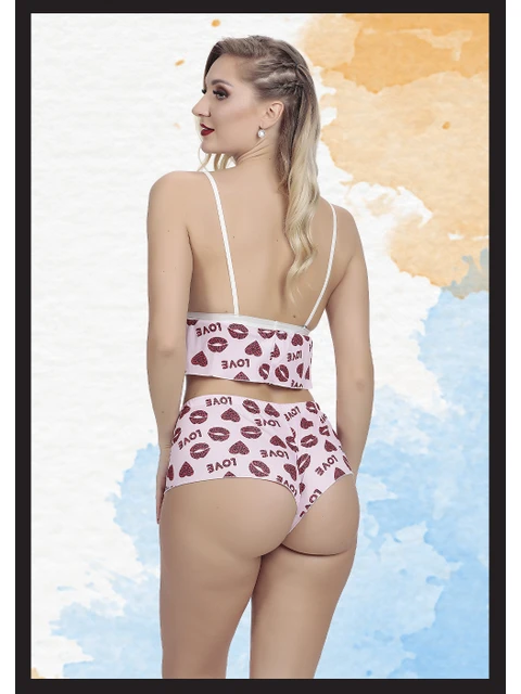 LOVE Baskılı Şortlu Bralet Takımı - Thumbnail