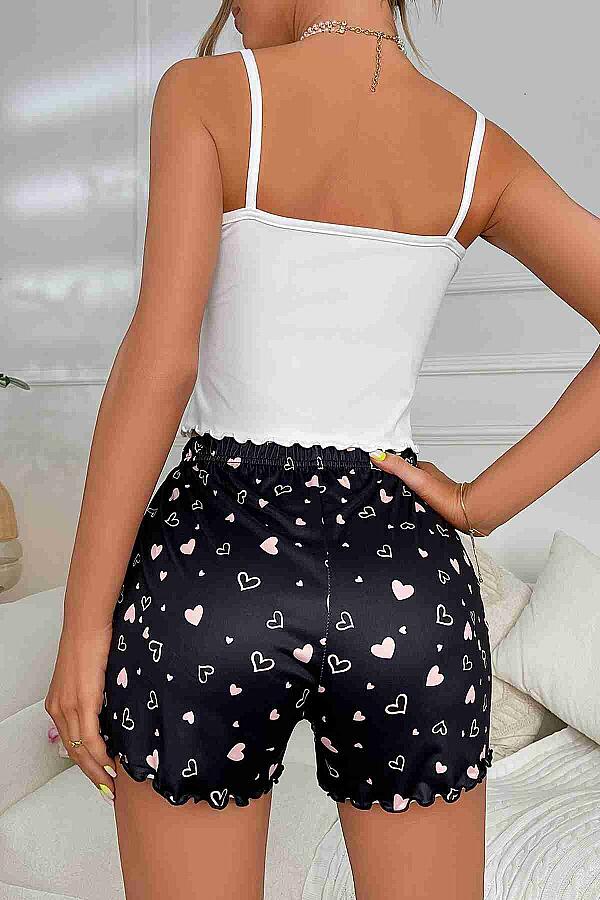 Love Kalp Baskılı Şortlu Pijama Takımı - 3