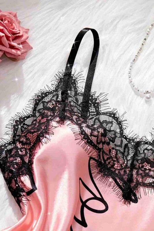 Love Kalp Baskılı Şortlu Pijama Takımı Pembe - 4