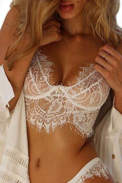 Merry See White Lace Bra Panty Set MS4316