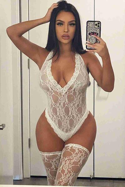 Merry See Dantel Çoraplı Fantezi iç giyim Bodysuit