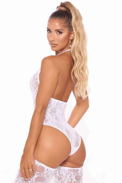 Merry See Dantel Çoraplı Fantezi iç giyim Bodysuit