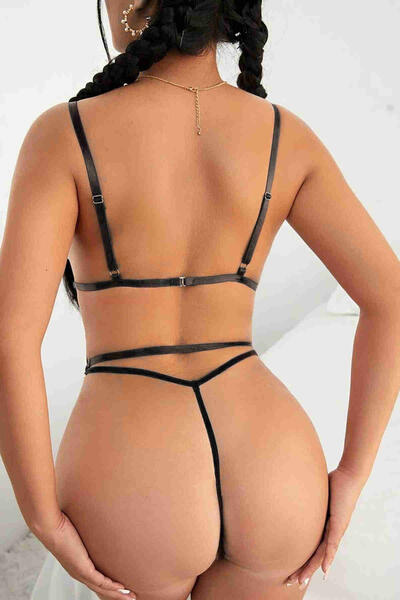 Dantel Fantezi iç Giyim Body Siyah