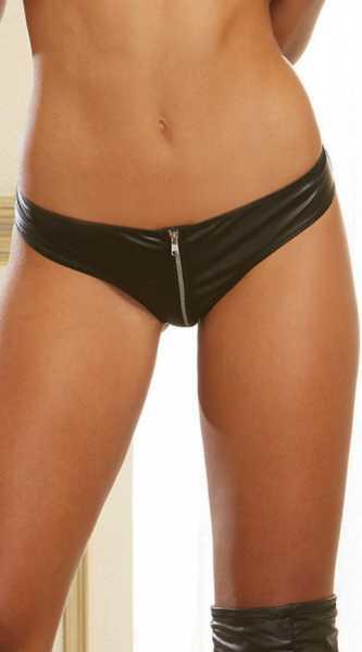 Merry See Leather Front Zipper Sexy Panties - MS7621