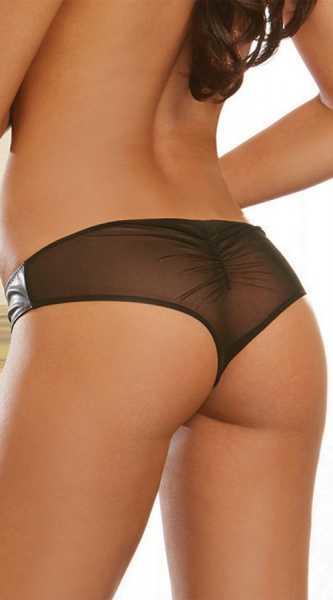Merry See Leather Front Zipper Sexy Panties - MS7621