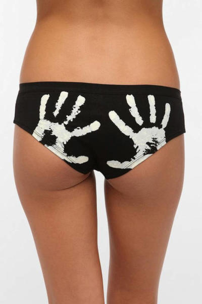 Merry See Hand Patterned Black Panties - MS7612