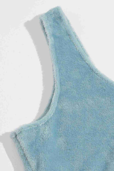 Kolsuz Askılı Peluş Polar Alt Üst Pijama Takımı 