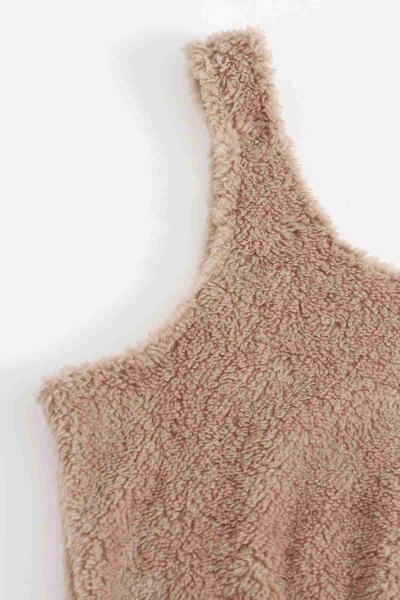 Kolsuz Askılı Peluş Polar Alt Üst Pijama Takımı 
