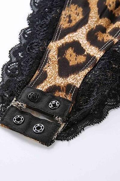 Merry See Sırt Detaylı Leopar Body Gecelik iç giyim Çok Renkli 