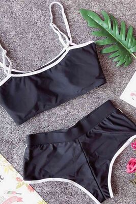 Merry See Bustier Set With Shorts Black - MS4036 - Thumbnail