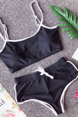 Merry See Bustier Set With Shorts Black - MS4036 - Thumbnail