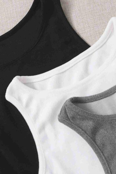 Tek Renk 1 Takım Kolsuz Polarlı Alt Üst Pijama Takımı Beyaz