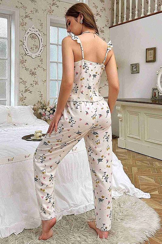 Özel Örme Kumaş Askılı Pijama Takımı - 4