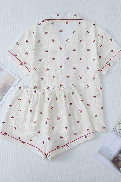 Özel Örme Kumaş Baskılı Kısa Kollu Şortlu Pijama Takımı Çok Renkli