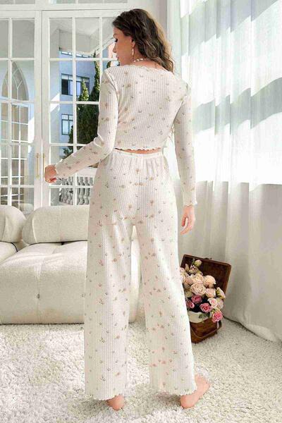 Özel Örme Kumaş Baskılı Uzun Kollu Pijama Takımı Çok Renkli