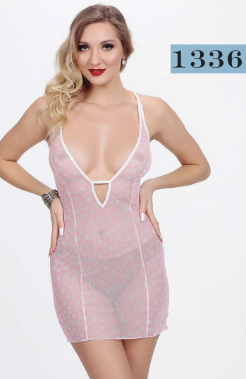 Pink Polka Dot Mini Dress1336 - 1