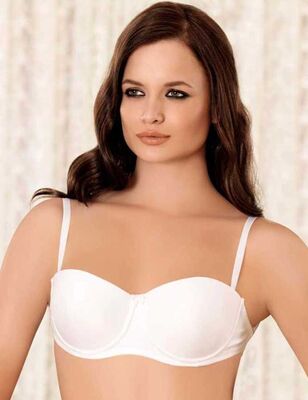 White Bade Underwire Covered Underwire Strapless Bra M9150 - Thumbnail