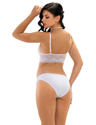 Lacy Unsupported Bralet Suit White MB12500 - Thumbnail