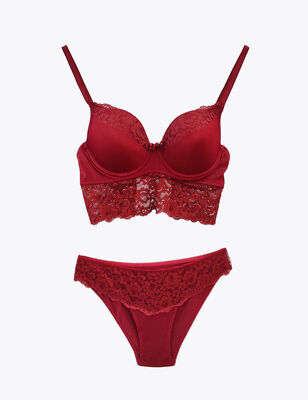 Claret Red Underwire Bustier Suit MB12100-D - Thumbnail