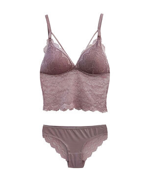 Lilac Lacy Unsupported Bralet Suit MB12800 - Thumbnail