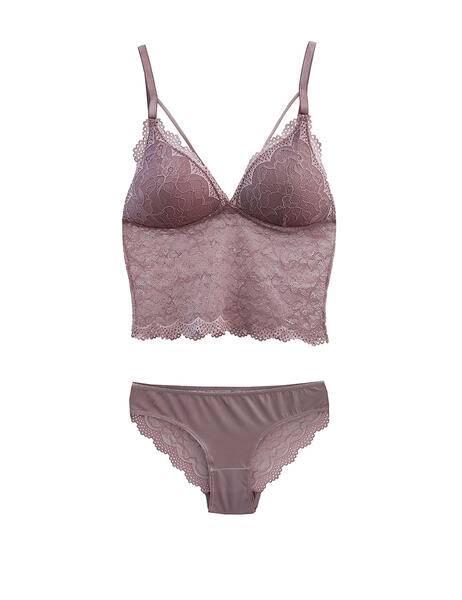 Lilac Lacy Unsupported Bralet Suit MB12800