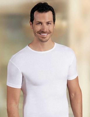 White Crew Neck Short Sleeve Men's T-Shirt ME068 - Thumbnail