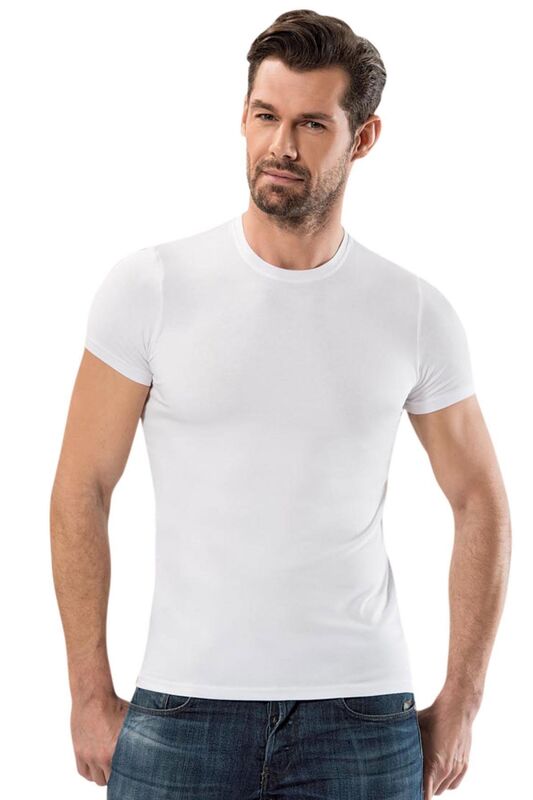 Sıfır Yaka Kısa Kollu Modal T Shirt 1203 - 1