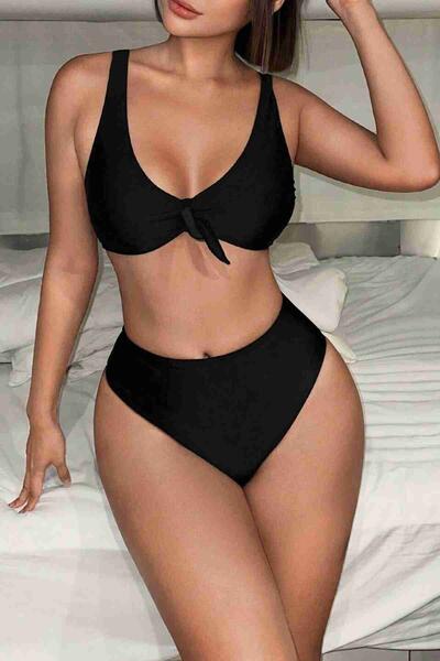 Şık Yüksek Bel Bikini Altı Siyah