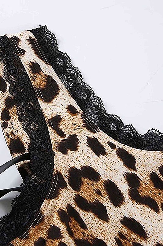 Sırt Detaylı Leopar Body Gecelik iç giyim Çok Renkli - 5