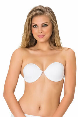 Transparent Back Non-Padded Strpalez Low-Cut Bra 721 - Thumbnail