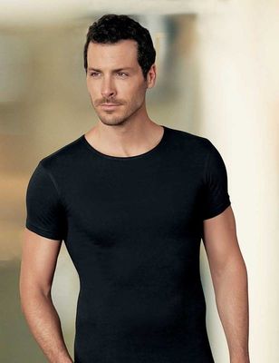 Black Crew Neck Short Sleeve Single Jersey T-Shirt ME069 - Thumbnail