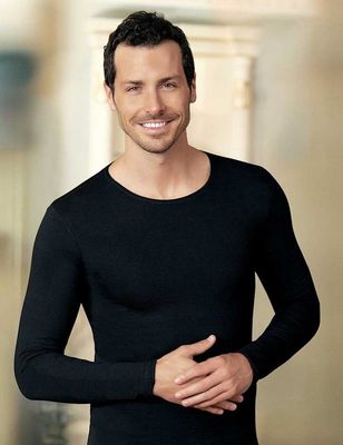 Black Crew Neck Long Sleeve Men's T-Shirt ME071 - Thumbnail