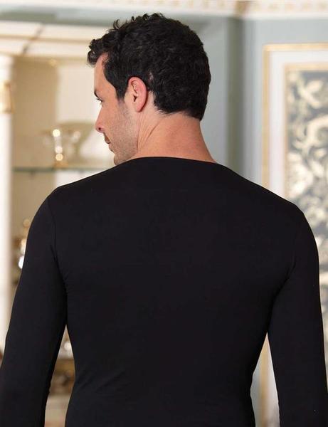 Black Crew Neck Long Sleeve Men's T-Shirt ME071