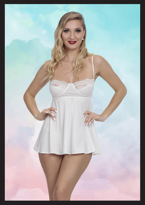 Siyah Dantel Detaylı Askılı Babydoll Gecelik - Thumbnail