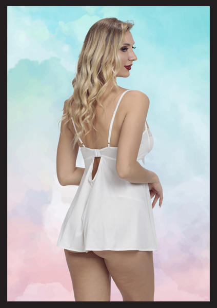 Siyah Dantel Detaylı Askılı Babydoll Gecelik